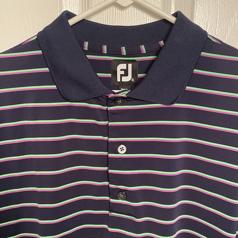 FootJoy Shirt Mens Extra Large Performance Polo Golf Purple Navy Green XL - Picture 5 of 9